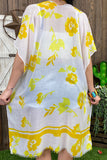 ZJ7275 Yellow/white floral kimono