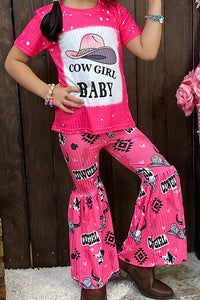 DLH1212-11 COW GIRL BABY Pink Girls set