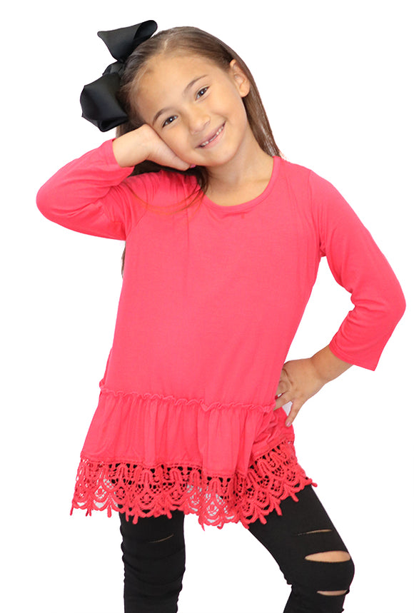 HOT PINK EMBROIDERED TUNIC. T-HX0330K-4